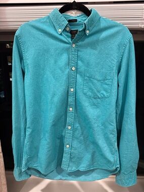 J. Crew Men's Button-Down Shirt in Aqua Blue